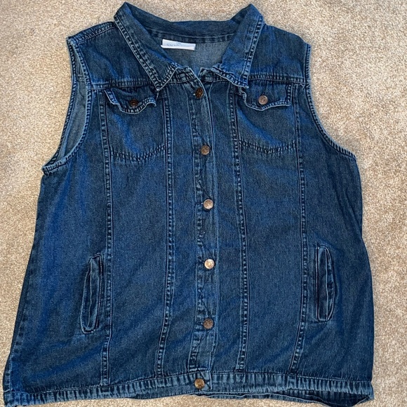 Denim Sleeveless Vest - Picture 1 of 7